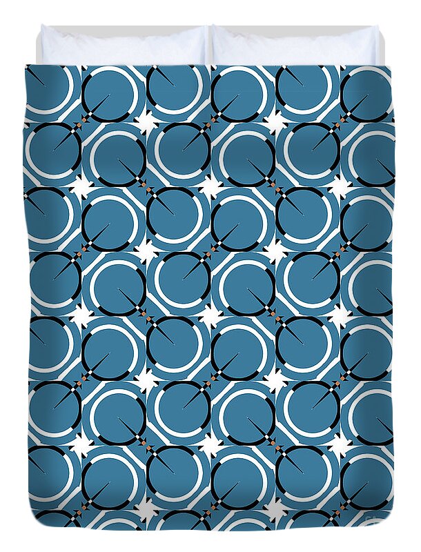 Patterns Duvet Cover featuring the digital art Geometric Designer Pattern 2696 - Blue Grey by Philip Preston