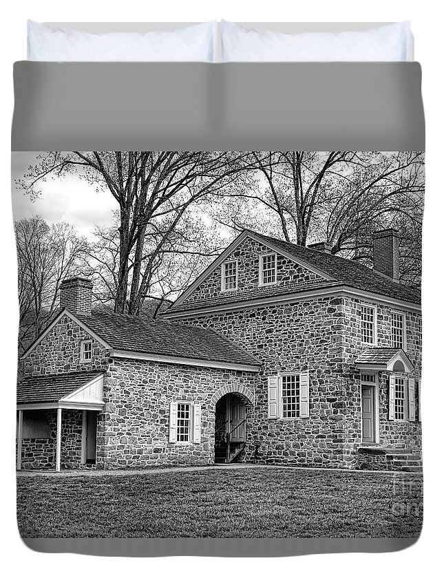 Valley Duvet Cover featuring the photograph George Washington Valley Forge Headquarters in Isaac Potts House by Olivier Le Queinec
