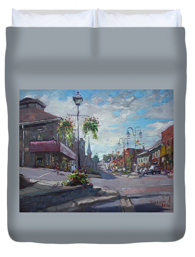 Georgetown Duvet Cover featuring the painting Georgetown Downtown by Ylli Haruni