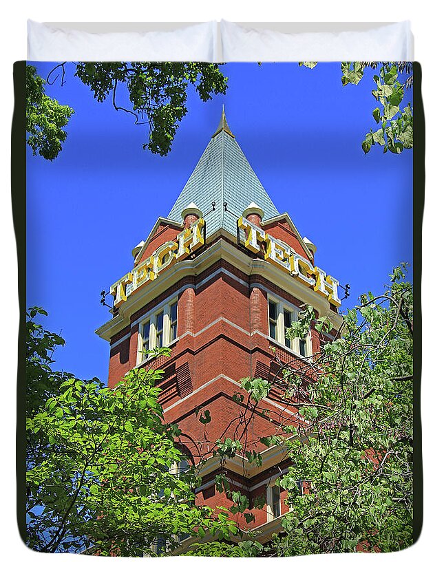 Georgia Tech Duvet Cover featuring the photograph Georgia Tech Tower - 4 by Richard Krebs