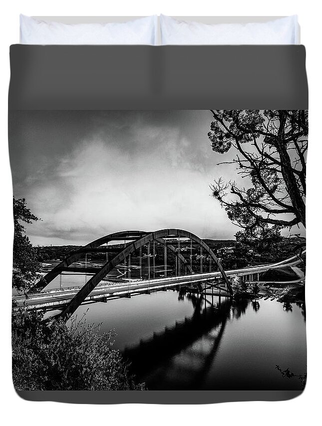Bridge Duvet Cover featuring the photograph Get Over It Monochrome by KC Hulsman