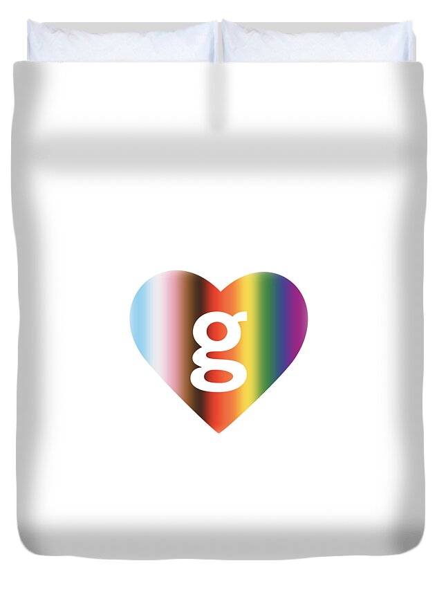 Pride Duvet Cover featuring the digital art Getty Images Logo Pride Heart by Getty Images