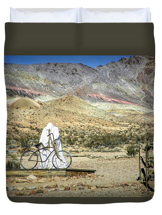 Rhyolite Duvet Cover featuring the photograph Ghost of Rhyolite by Donna Kennedy
