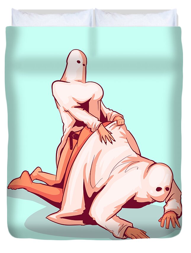 Ghost Duvet Cover featuring the drawing Ghost Peg by Ludwig Van Bacon