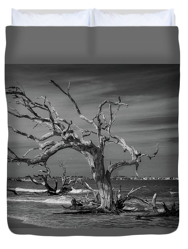 Monochrome Duvet Cover featuring the photograph Ghost Tree by Stephen Sloan