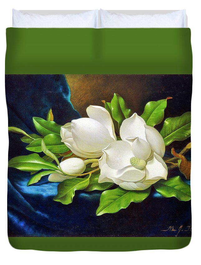Magnolia Duvet Cover featuring the digital art Giant Magnolias by Long Shot