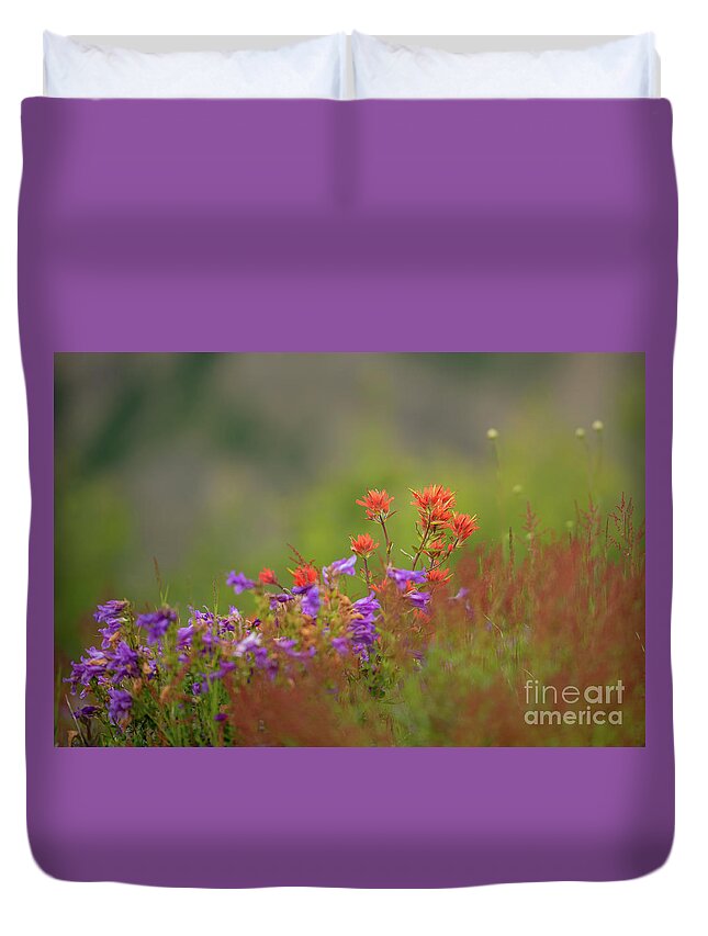 Castilleja Miniata Duvet Cover featuring the photograph Giant Red Paintbrush in Southwest Washington by Nancy Gleason