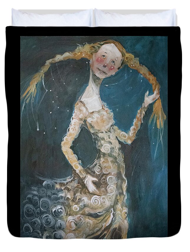 Ginger Duvet Cover featuring the painting Girl In Gown by Tim Nyberg