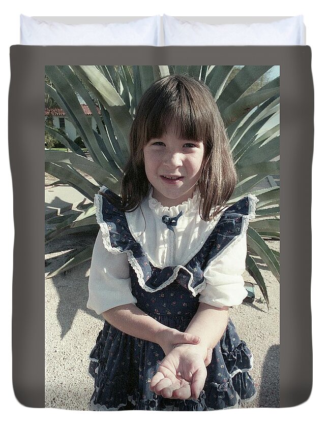 Tucson Duvet Cover featuring the photograph Girl with Tooth and Cactus by Jeremy Butler