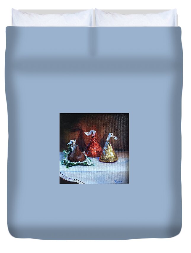 Candy Duvet Cover featuring the painting Give Me A Little Kiss by Judy Rixom