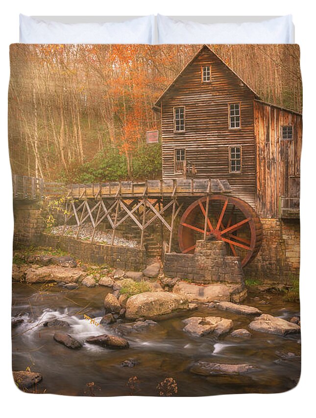 Fall Duvet Cover featuring the photograph Glade Creek Grist Mill by Darren White