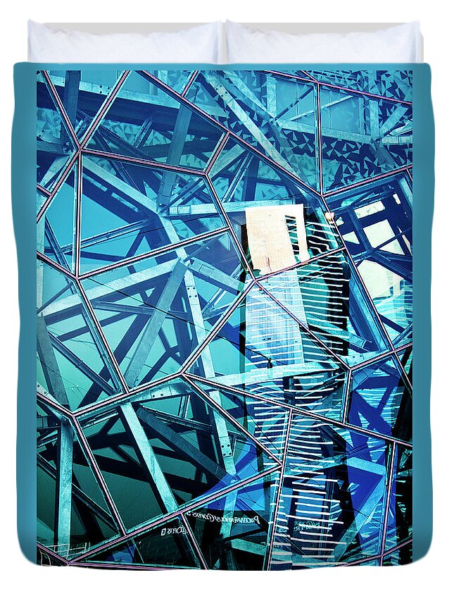 Architecture Duvet Cover featuring the photograph Glasshouse City by Andrew Paranavitana