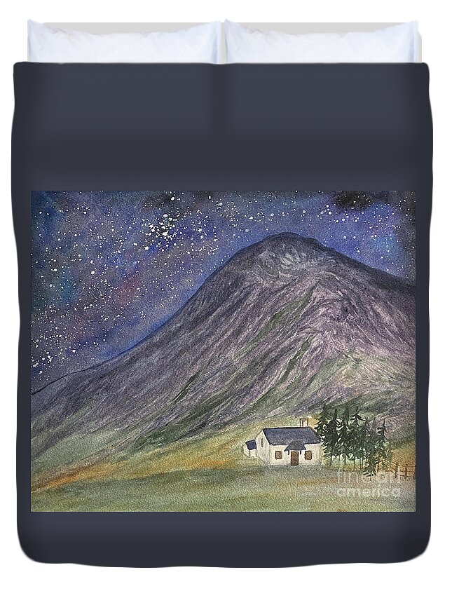 Glencoe Duvet Cover featuring the painting Glencoe at Night by Lisa Neuman