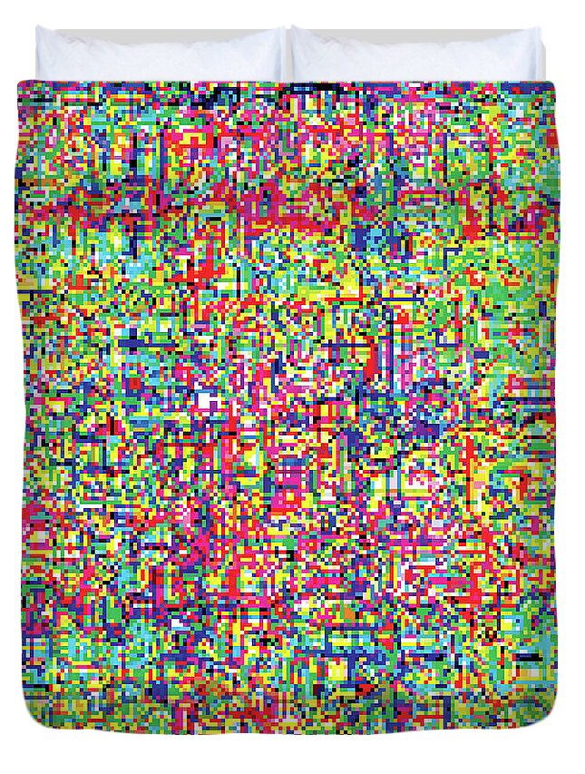 Pixel Duvet Cover featuring the digital art Glitch Number 6 by Cu Biz