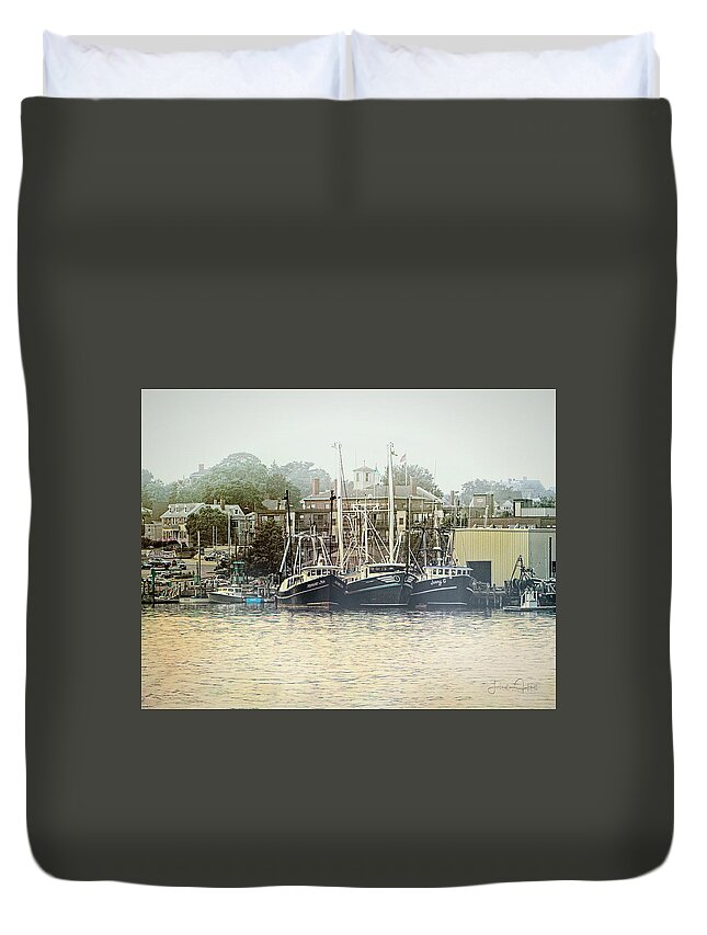 Gloucester Duvet Cover featuring the photograph Gloucester Harbor by Linda Lee Hall