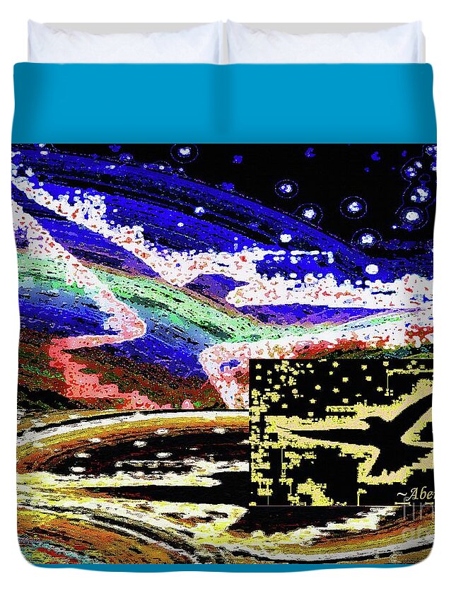 Historic Duvet Cover featuring the painting Glowing Wings of Freedom 2023 without text by Aberjhani