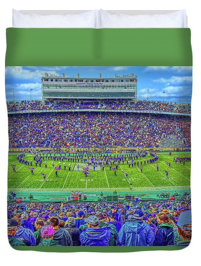 Football Game Duvet Cover featuring the photograph Go U Northwestern by Jim Signorelli