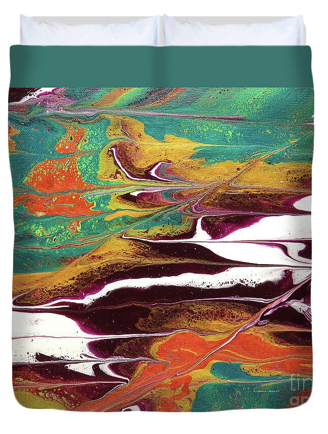 Go With The Flow Duvet Cover featuring the painting Go With the Flow by Zan Savage