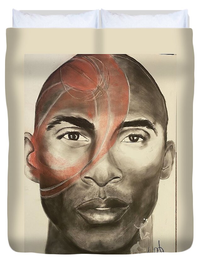  Duvet Cover featuring the mixed media G.o.a.t by Angie ONeal