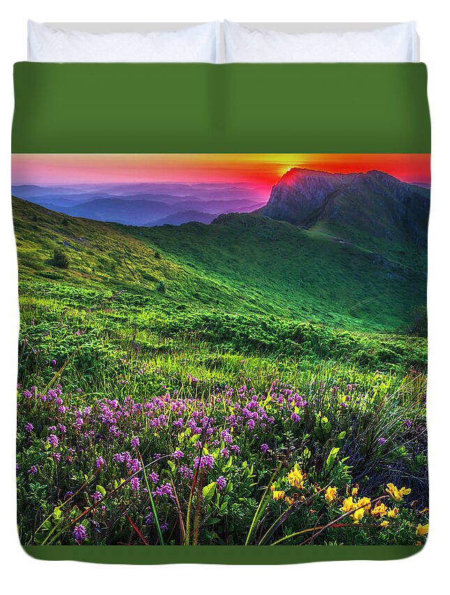 Balkan Mountains Duvet Cover featuring the photograph Goat Wall by Evgeni Dinev