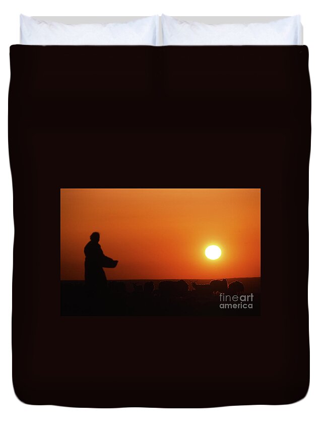 Gobi Evening Duvet Cover featuring the photograph Gobi evening by Elbegzaya Lkhagvasuren