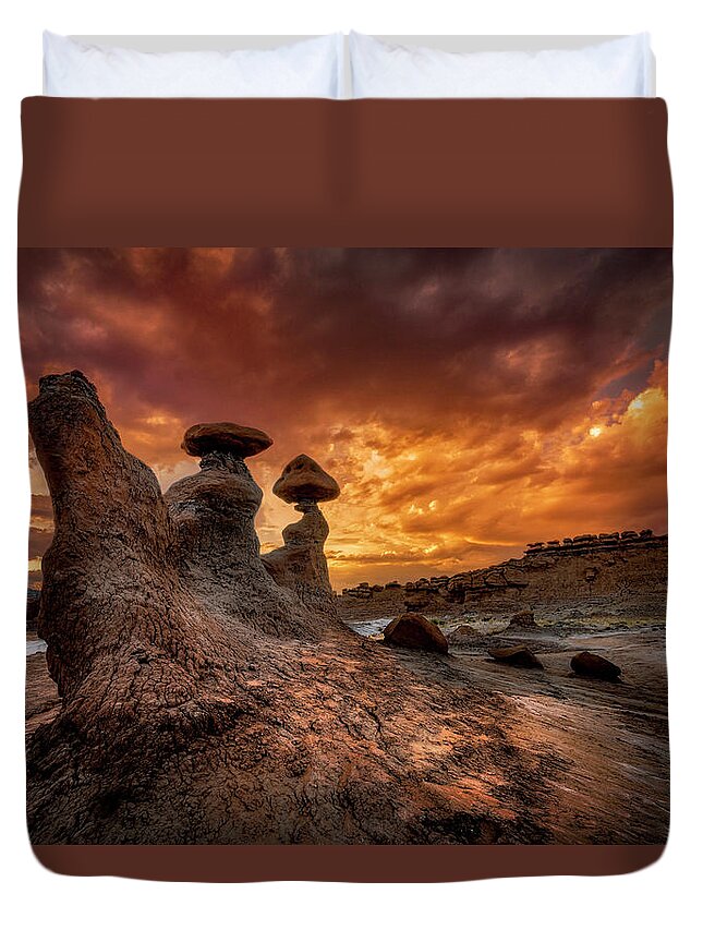Goblin Valley Duvet Cover featuring the photograph Goblin Valley at Sunset by Michael Ash