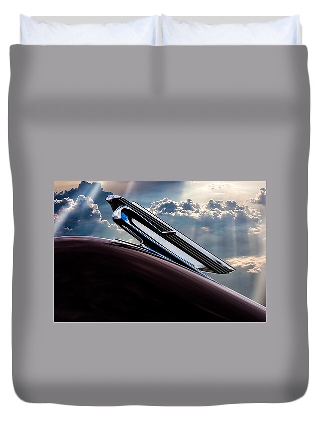 Hood Ornament Duvet Cover featuring the photograph Goddess by Carrie Hannigan