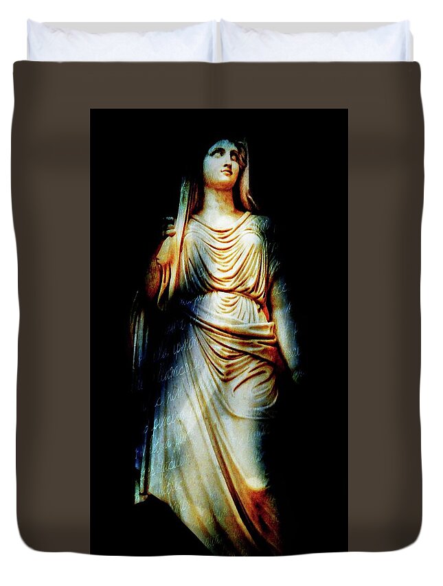 Statue Duvet Cover featuring the photograph Goddess of the Night by Diana Angstadt