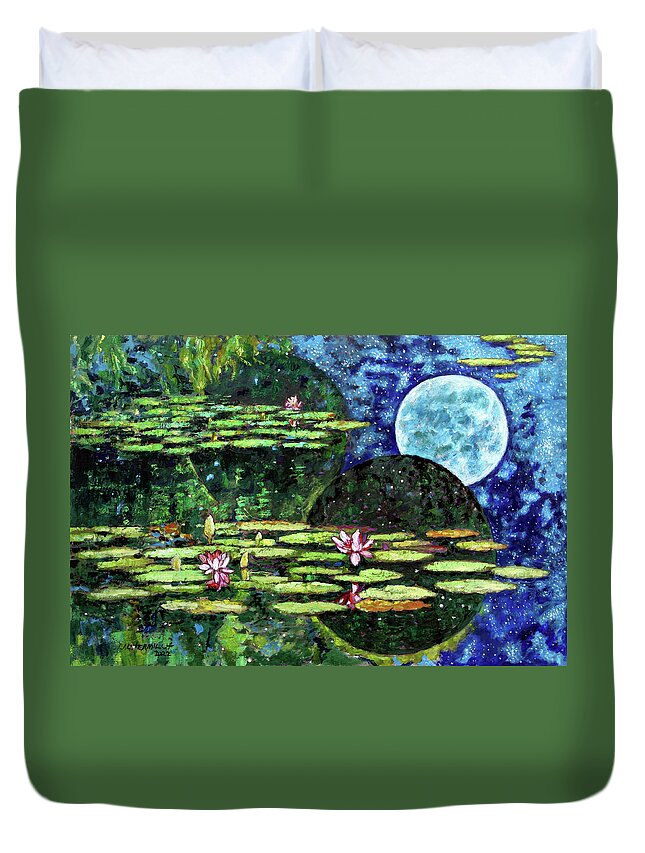 Water Lilies Duvet Cover featuring the painting God's Dream by John Lautermilch