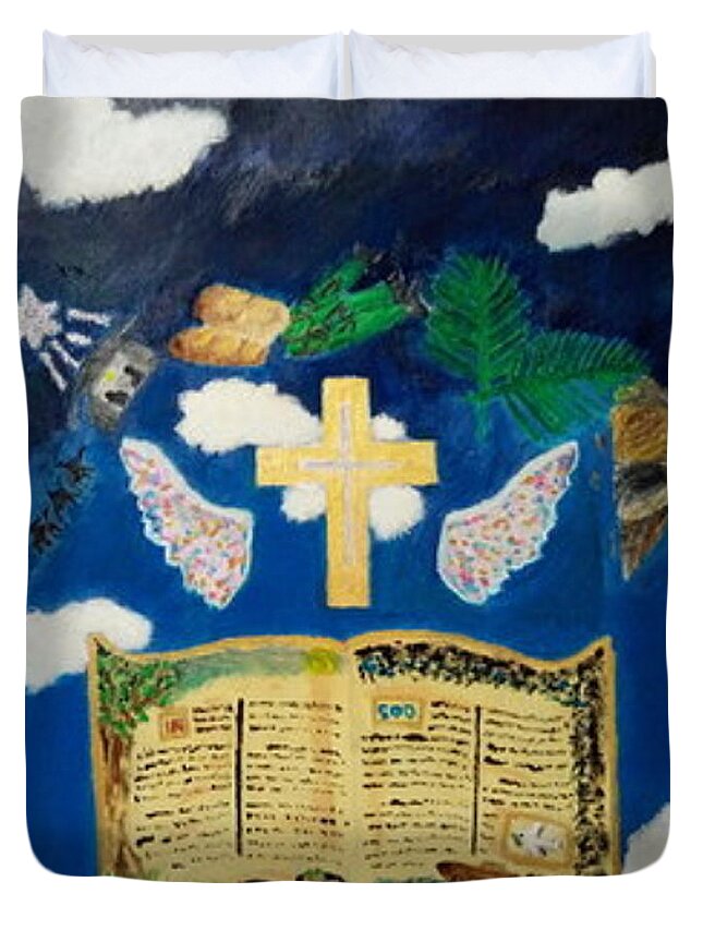 Church Duvet Cover featuring the painting God's Stories by David Westwood