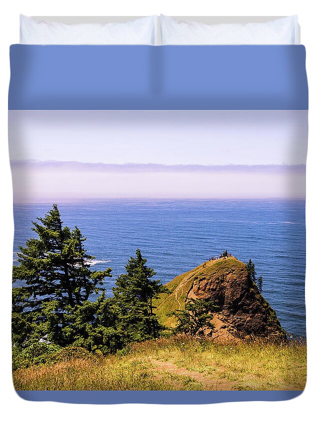 Coastal Duvet Cover featuring the photograph God's Thumb, Lincoln City, Oregon by Aashish Vaidya