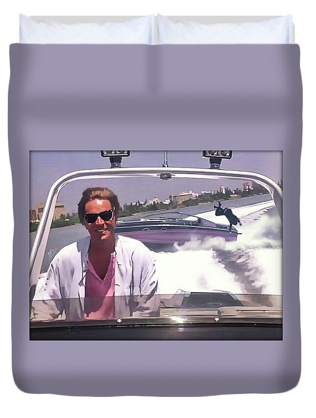 Miami Vice Duvet Cover featuring the digital art God's Work 2 by Mark Baranowski