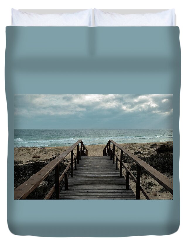 Algarve Duvet Cover featuring the photograph Going to Ilha Deserta in Algarve by Angelo DeVal
