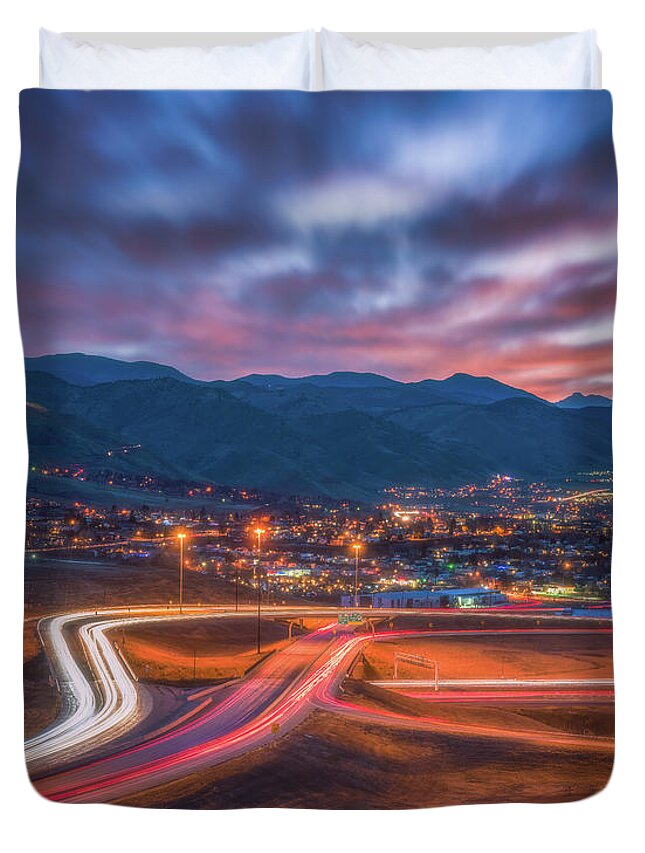 Sunset Duvet Cover featuring the photograph Golden Colorado by Darren White