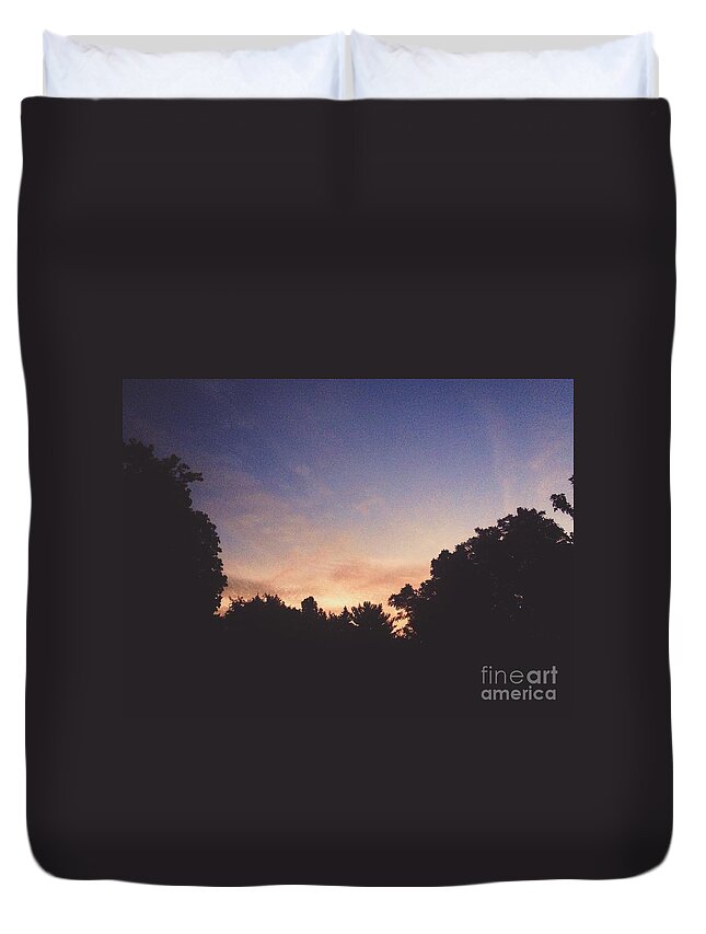 Landscape Photography Duvet Cover featuring the photograph Golden Hour Autumn Sky by Frank J Casella