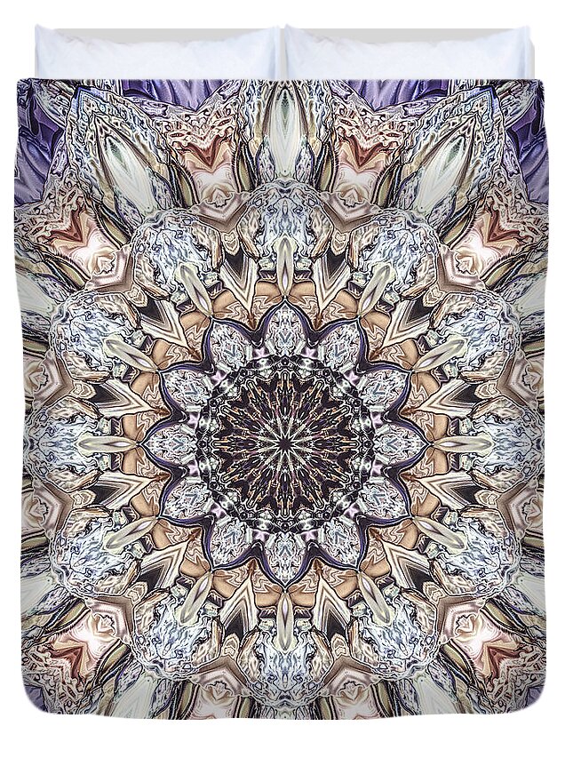 Mandala Duvet Cover featuring the digital art Golden Layers Abstract by Phil Perkins