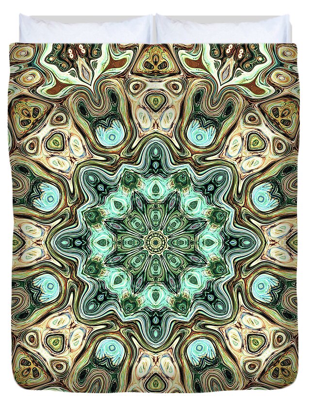Mandala Duvet Cover featuring the digital art Golden Mandala by Phil Perkins