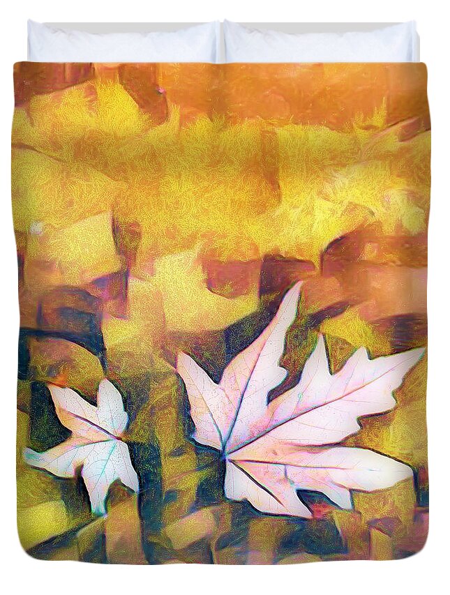 Fall Duvet Cover featuring the photograph Golden Maples Abstract II by Debra and Dave Vanderlaan