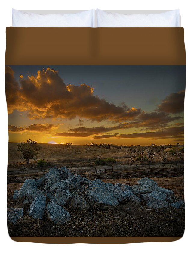Dramatic Duvet Cover featuring the photograph Golden Moment by Tim Bryan