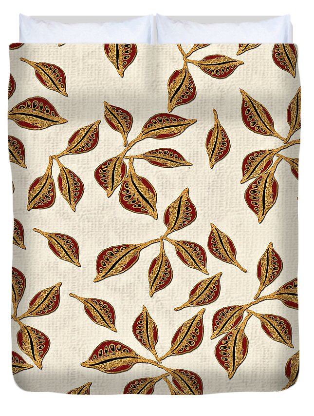 Seeds Duvet Cover featuring the digital art Golden Seed Pods by Sand And Chi