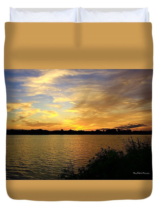 Sunset Duvet Cover featuring the photograph Golden Sunset by Mary Walchuck