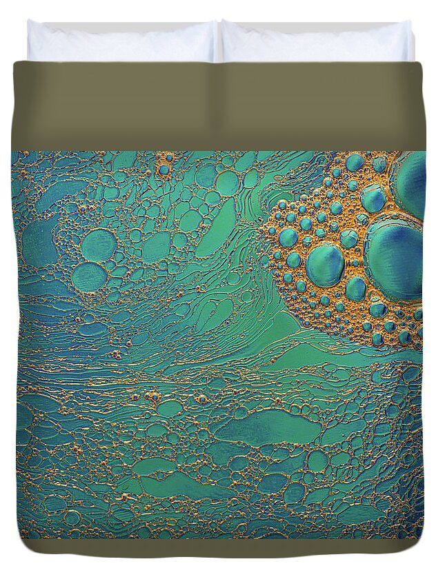 Abstract Duvet Cover featuring the photograph Golden Teal Abstract by Bruce Pritchett