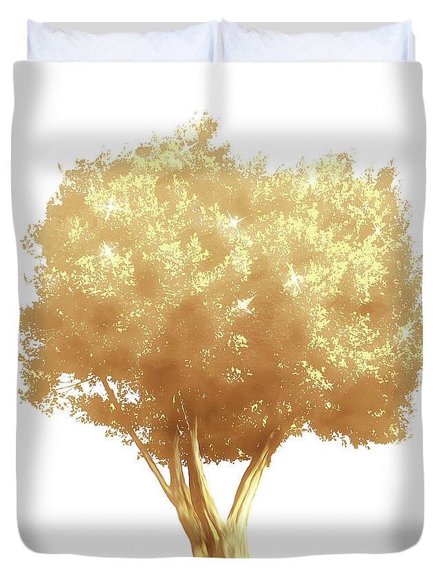 Tree Duvet Cover featuring the digital art Golden Tree Design 175 by Lucie Dumas