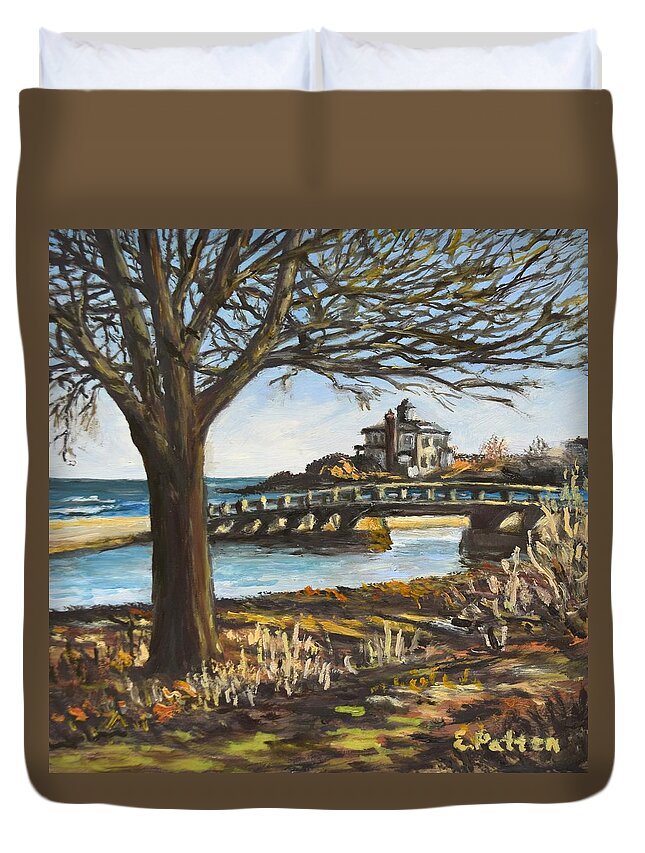 Good Harbor Beach Duvet Cover featuring the painting Good Harbor Beach by Eileen Patten Oliver