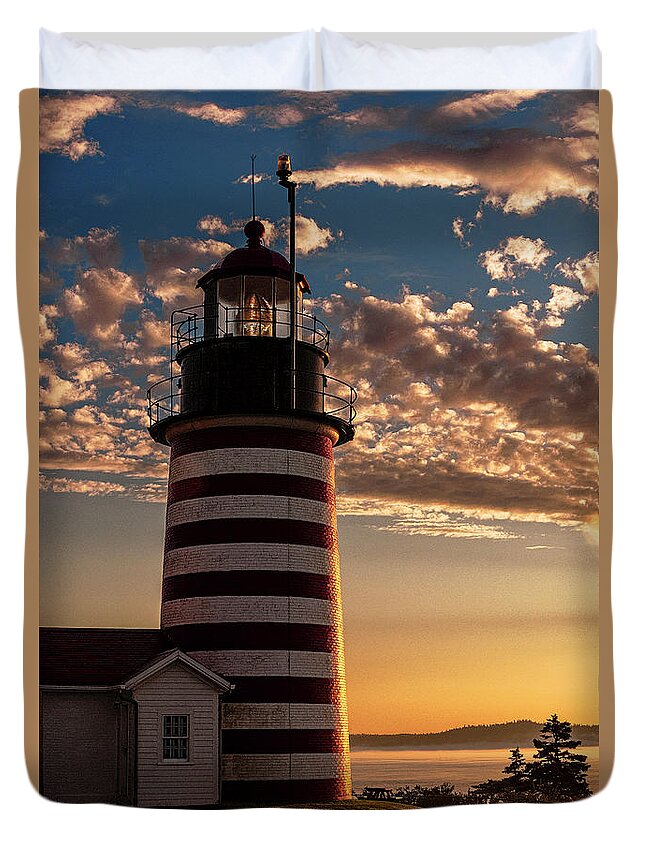 West Quoddy Head Lighthouse Duvet Cover featuring the photograph Good Morning West Quoddy Head Lighthouse by Marty Saccone
