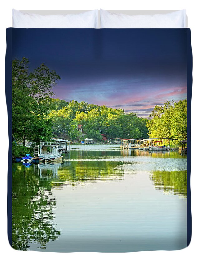 Landscape Duvet Cover featuring the photograph Goose Creek Lake After The Storm by Bill and Linda Tiepelman