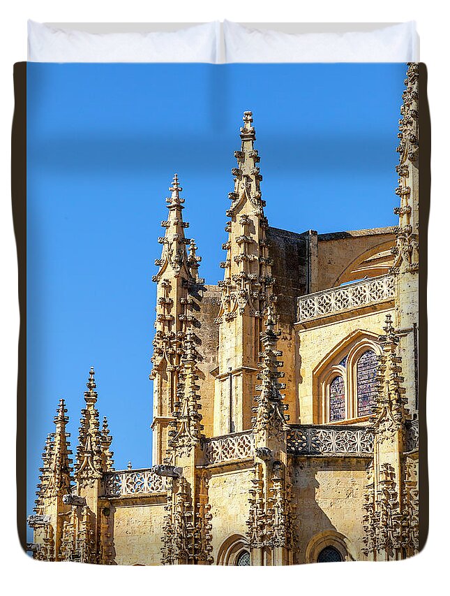 Spain Duvet Cover featuring the photograph Gothic Spires of Segovia Cathedral by W Chris Fooshee