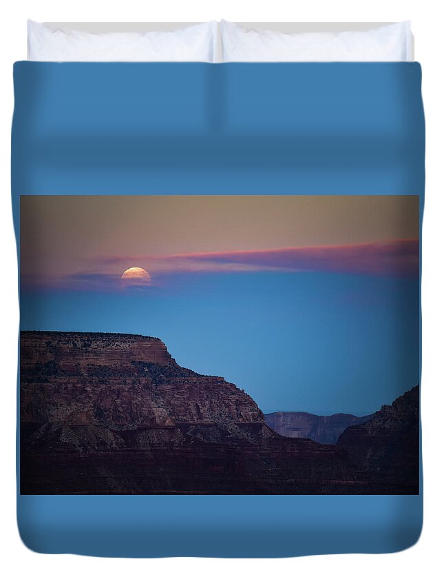 Grand Canyon Duvet Cover featuring the photograph Grand Canyon Full Moon by Susie Loechler