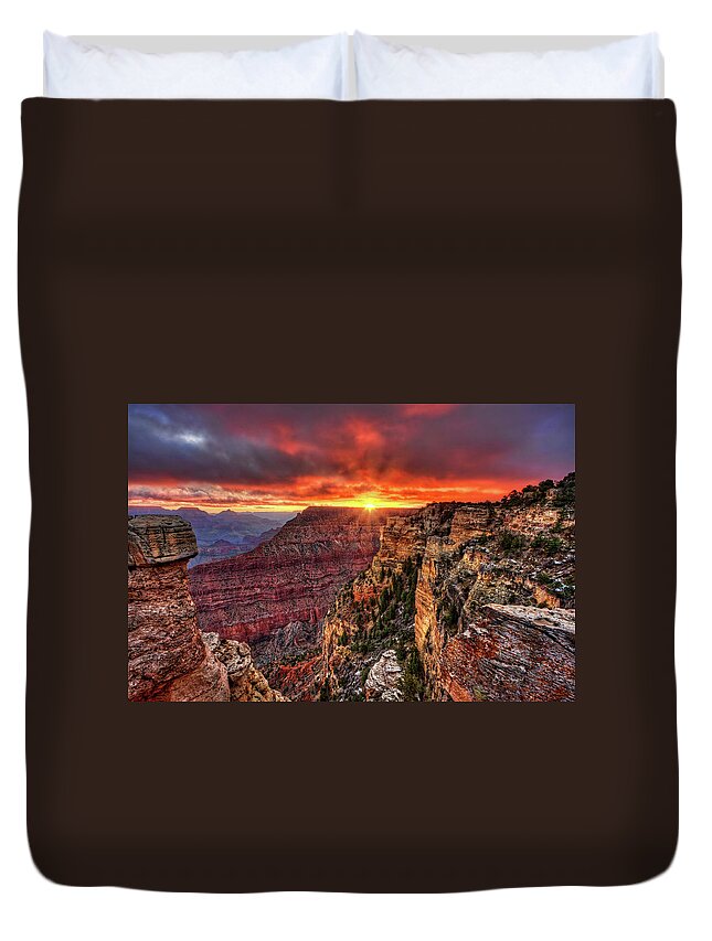 Grand Canyon Duvet Cover featuring the photograph Grand Sunrise by Beth Sargent