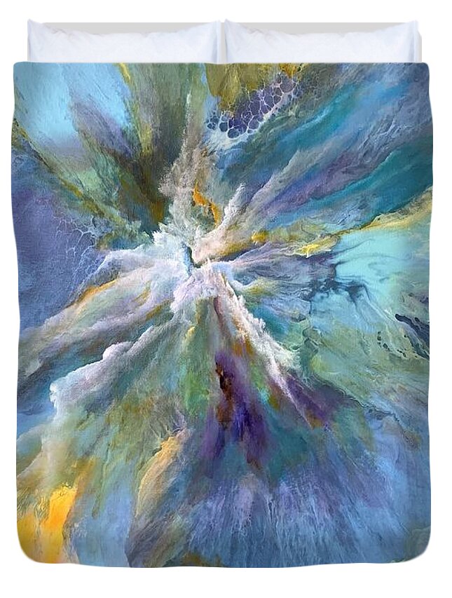 Abstract Duvet Cover featuring the painting Grandeur by Soraya Silvestri